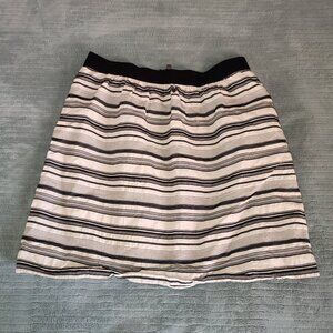 Loft Skirt Ann Taylor Size 4 Stripes Office School Zipper Cream Black